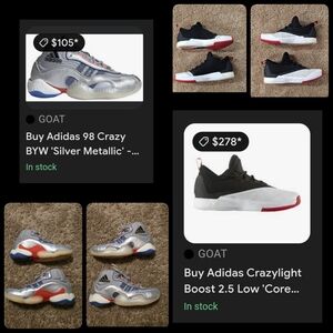 Adidas Crazylight Boost 2.5 Low  Harden + Adidas 98 Crazy BYW ' - Sz 12 Lot